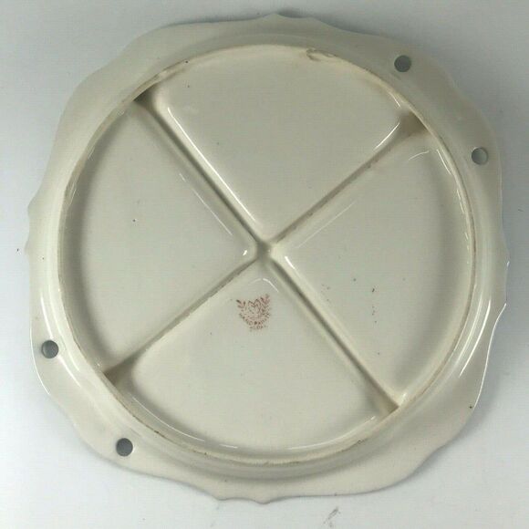 Moriyama Hand Painted 4 Section Divided Serving Bowl Dish Japan Poppies Floral - Picture 8 of 11